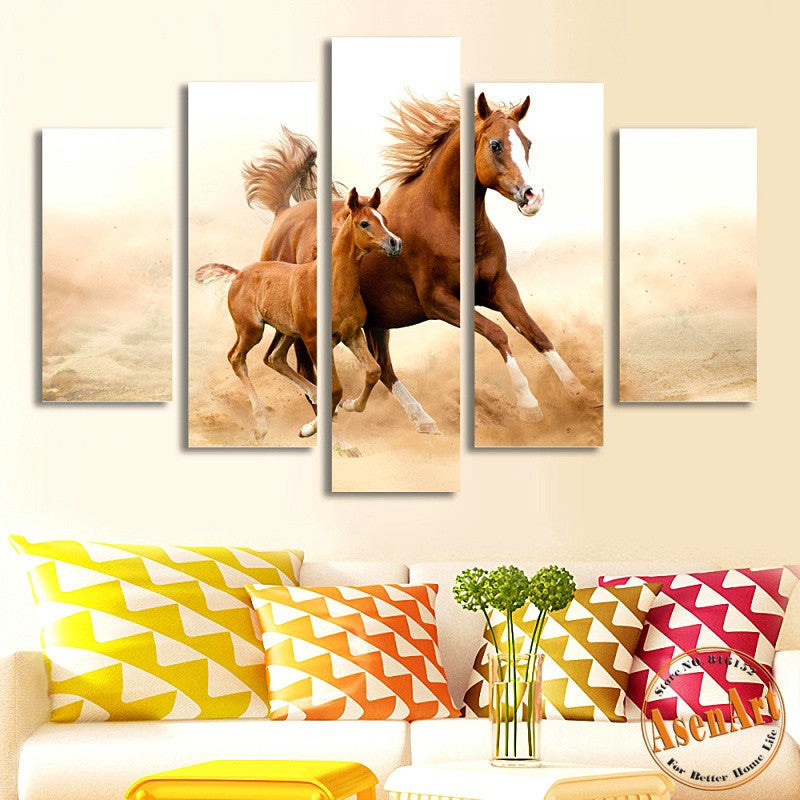 Wild horses 5 Pcs Wall Canvas -  - TheLedHeroes