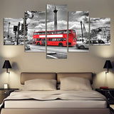 London Bus Landscape 5 Pcs Wall Canvas -  - TheLedHeroes