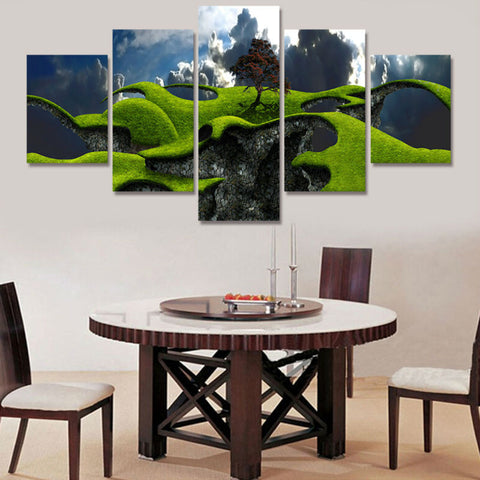 Green landscape 5 Pcs Wall Canvas -  - TheLedHeroes