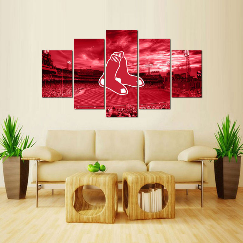 Red sox 5 Pcs Wall Canvas -  - TheLedHeroes