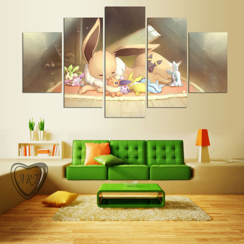 Pokemon 5 Pcs Wall Canvas -  - TheLedHeroes