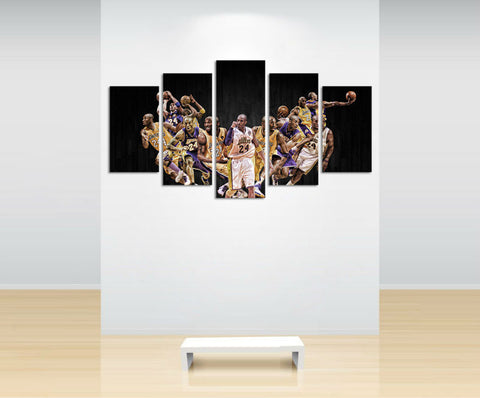 Basket-Ball Kobe Bryant 5 Pcs Wall Canvas -  - TheLedHeroes