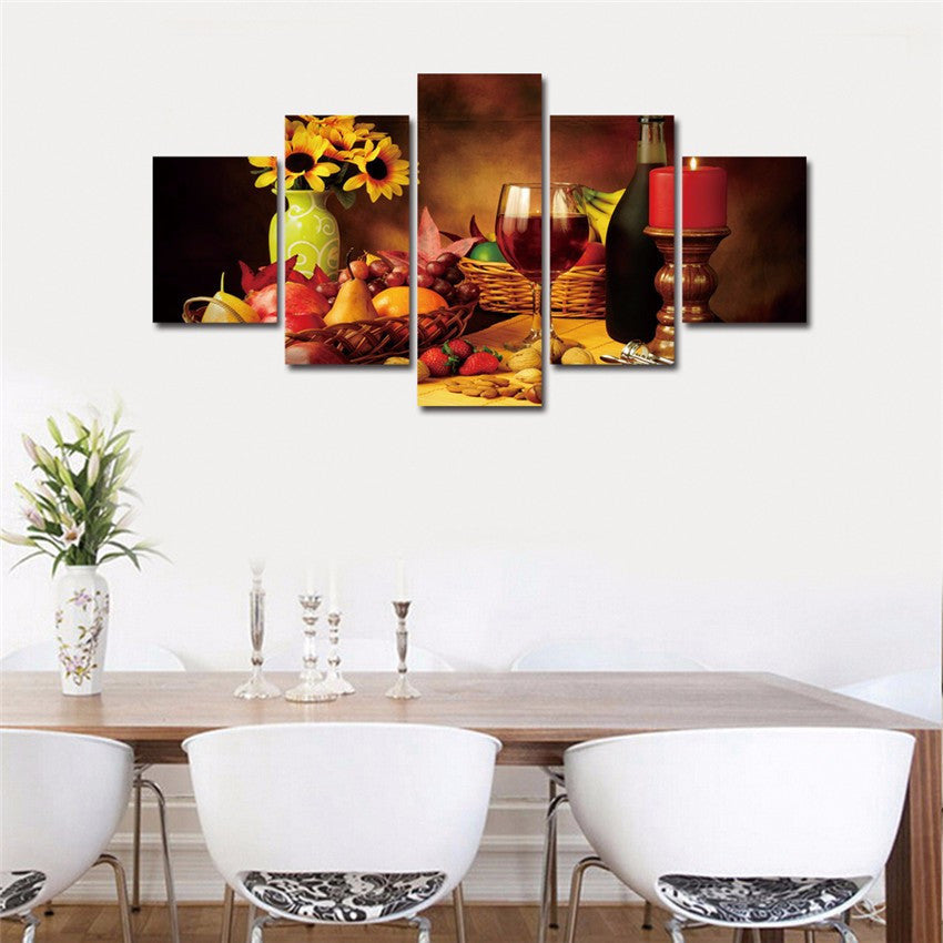 Fruits and wine 5 Pcs Wall Canvas -  - TheLedHeroes