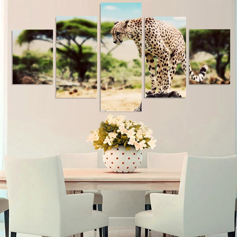 Wild Leopard 5 Pcs Wall Canvas -  - TheLedHeroes