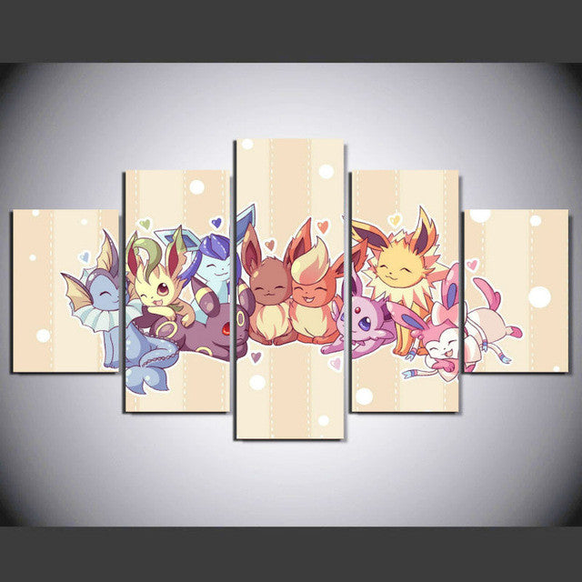 Pokemon 5 Pcs Wall Canvas -  - TheLedHeroes