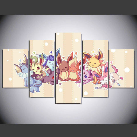 Pokemon 5 Pcs Wall Canvas -  - TheLedHeroes
