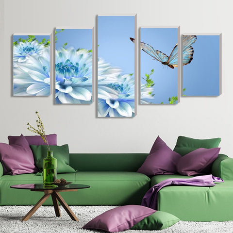 Butterfly and orchid 5 Pcs Wall Canvas -  - TheLedHeroes