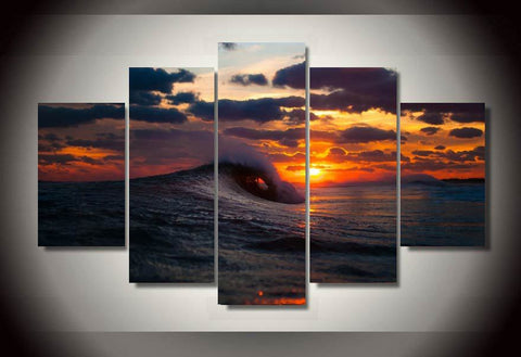 Sunset waves 5 Pcs Wall Canvas -  - TheLedHeroes
