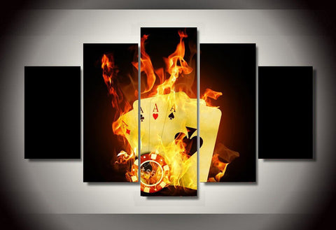 Flame poker 5 Pcs Wall Canvas -  - TheLedHeroes