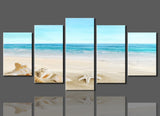 Starfish Shell & Blue Sea 5 Pcs Wall Canvas -  - TheLedHeroes