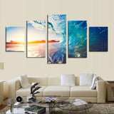 Waves Sunset 5 Pcs Wall Canvas -  - TheLedHeroes