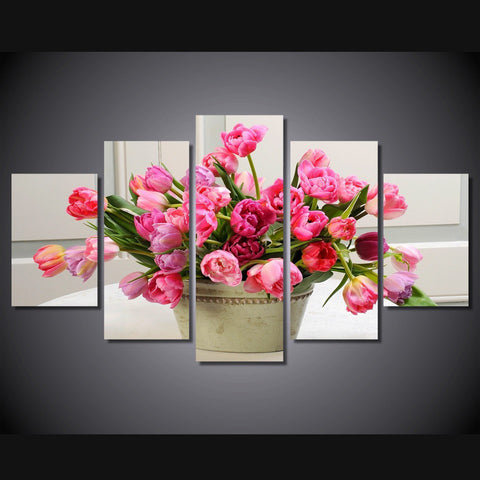Tulips flower 5 Pcs Wall Canvas -  - TheLedHeroes