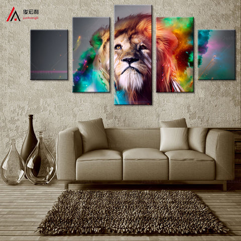 Lions pop art 5 Pcs Wall Canvas -  - TheLedHeroes