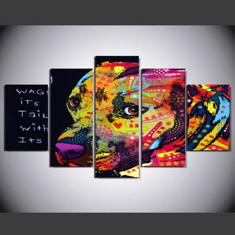 Multicolored Dog 5 Pcs Wall Canvas -  - TheLedHeroes