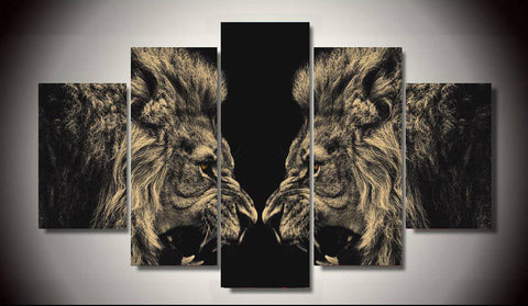 Lion Face to Face 5 Pcs Wall Canvas -  - TheLedHeroes