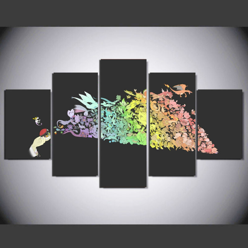 Pokemon Open a Pokeball 5 Pcs Wall Canvas -  - TheLedHeroes