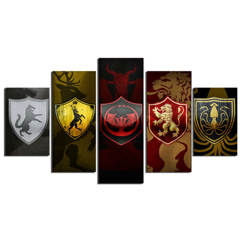Game of Thrones Noble Houses 5 Pcs Wall Canvas -  - TheLedHeroes