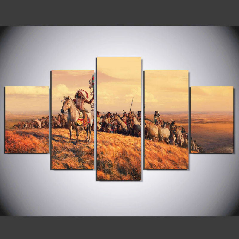 Indians 2 - 5 Pcs Wall Canvas -  - TheLedHeroes