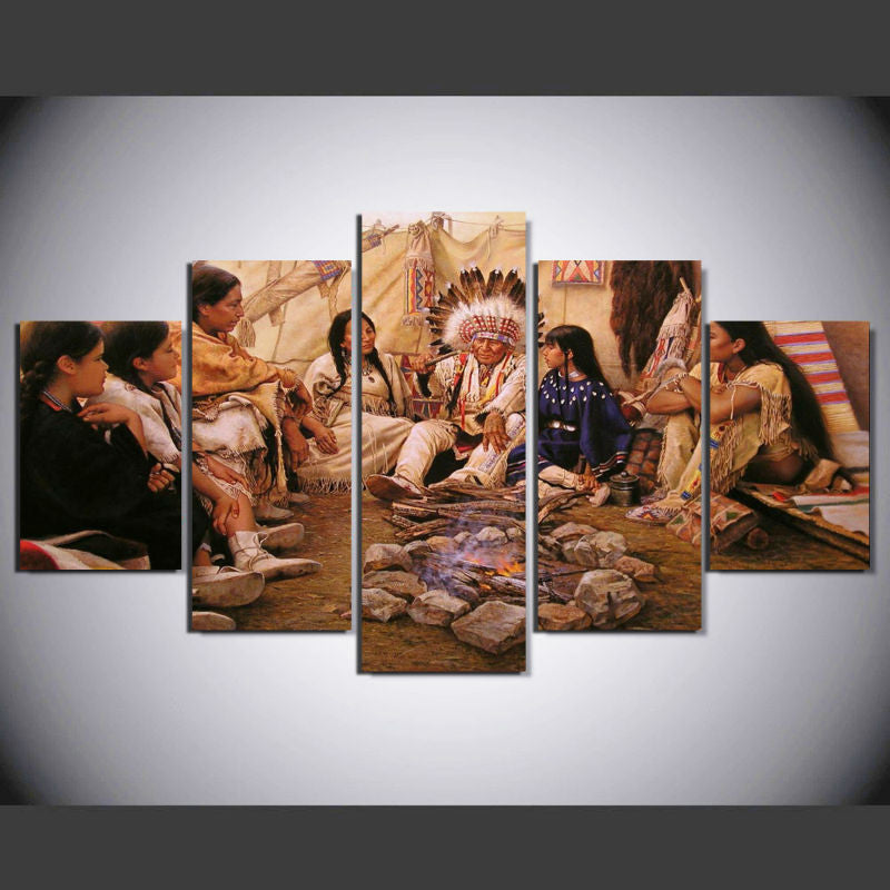 Indians 5 Pcs Wall Canvas -  - TheLedHeroes