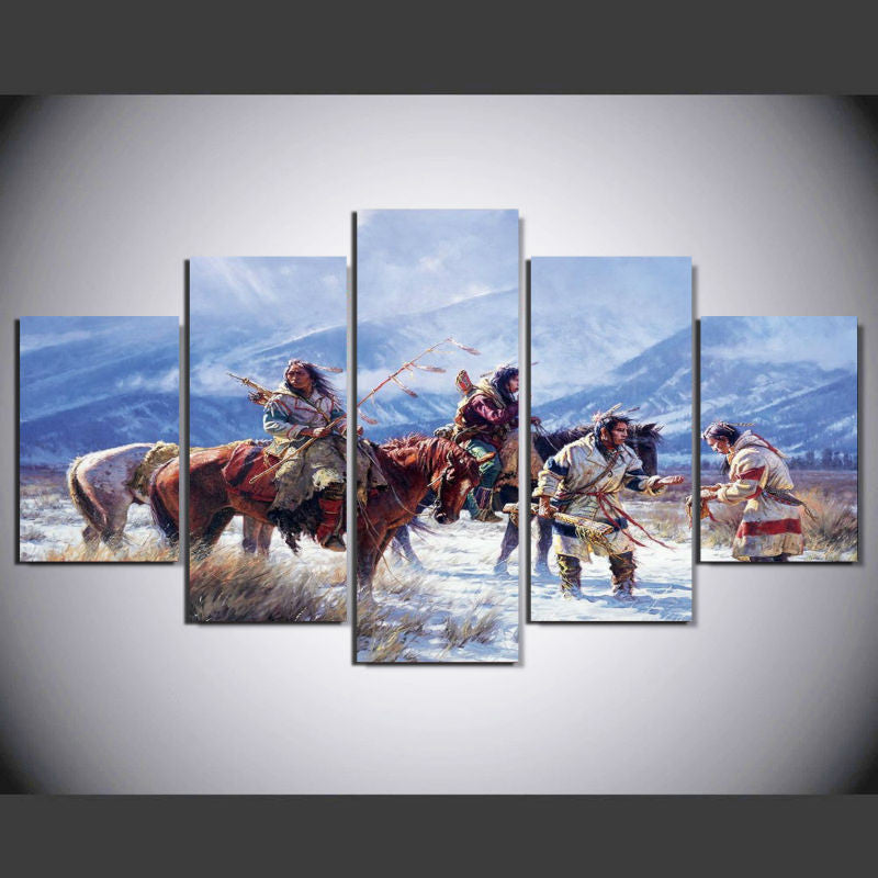 Indians 3 - 5 Pcs Wall Canvas -  - TheLedHeroes