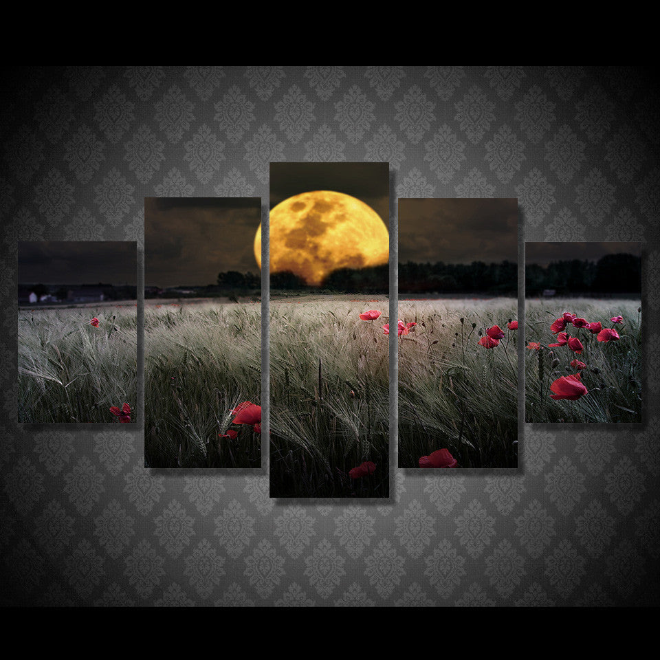 Moonlight flowers 5 Pcs Wall Canvas -  - TheLedHeroes