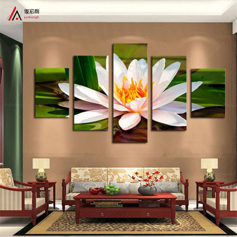 White Flowers 5 Pcs Wall Canvas -  - TheLedHeroes