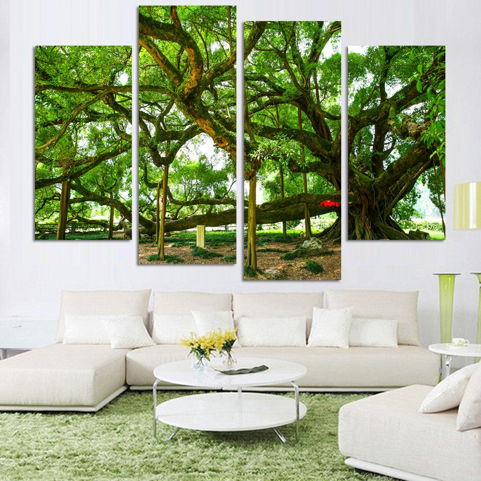 Lush foliage abundance a wild plant cover tree 4 Pcs Wall Canvas -  - TheLedHeroes