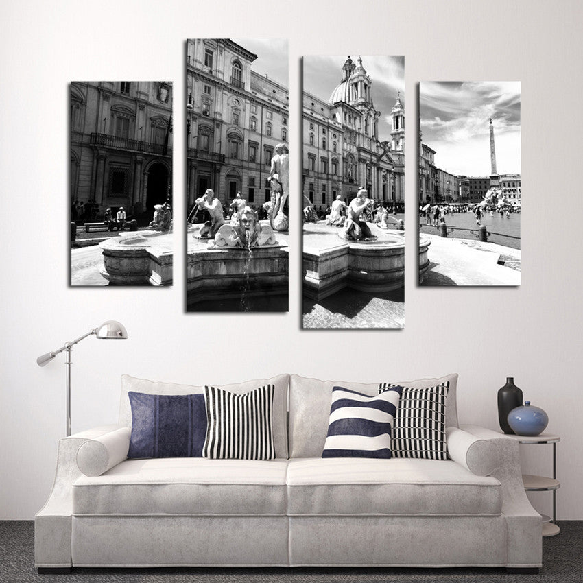 Gray Series Classic Architecture 4 Pcs Wall Canvas -  - TheLedHeroes