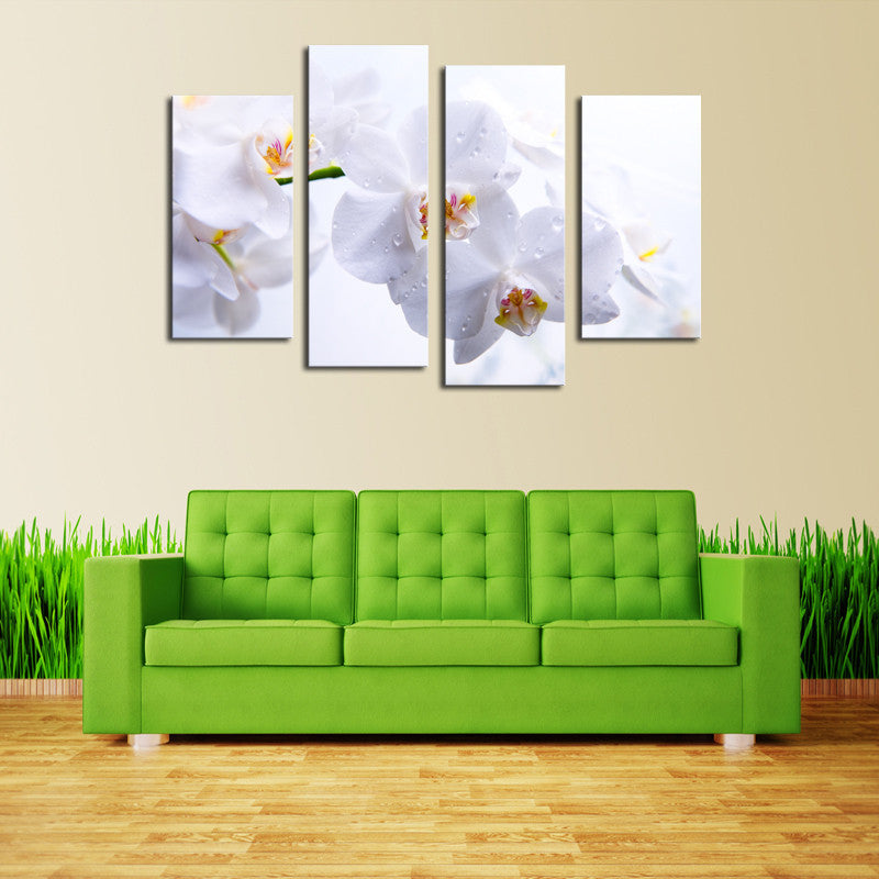 White Flowers 4 Pcs Wall Canvas -  - TheLedHeroes