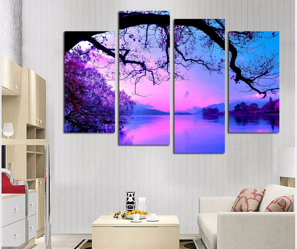 Purper Tree 4 Pcs Wall Canvas -  - TheLedHeroes