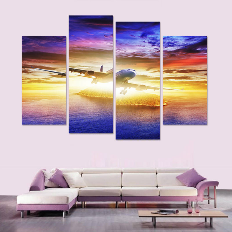 Plane Takeoff 4 Pcs Wall Canvas -  - TheLedHeroes
