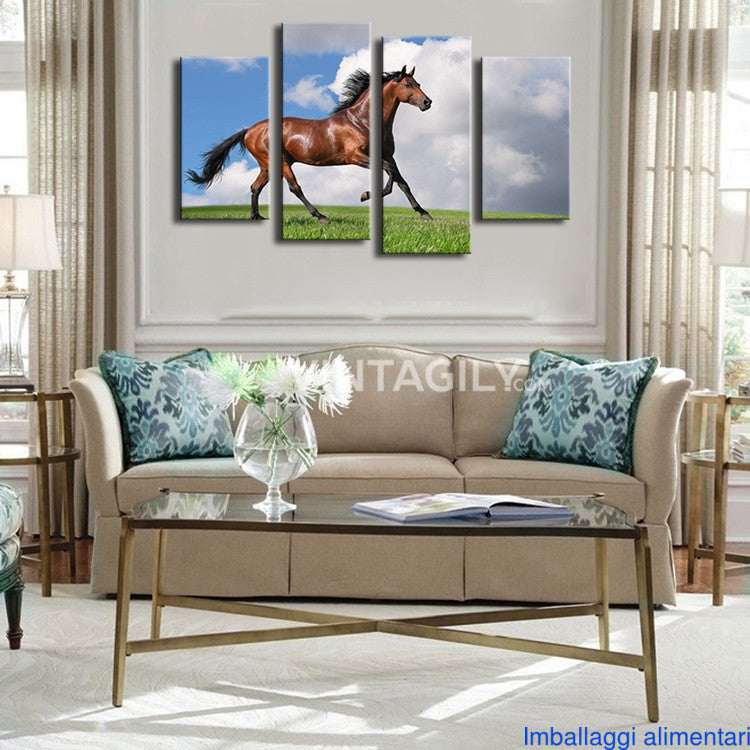 Black Horse Blue Sky 4 Pcs Wall Canvas -  - TheLedHeroes
