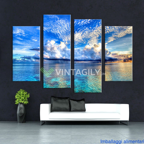 Blue Sea Sky 4 Pcs Wall Canvas -  - TheLedHeroes