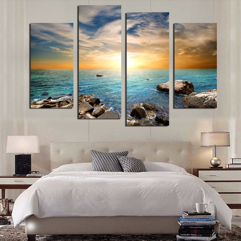 Sea stone 4 Pcs Wall Canvas -  - TheLedHeroes