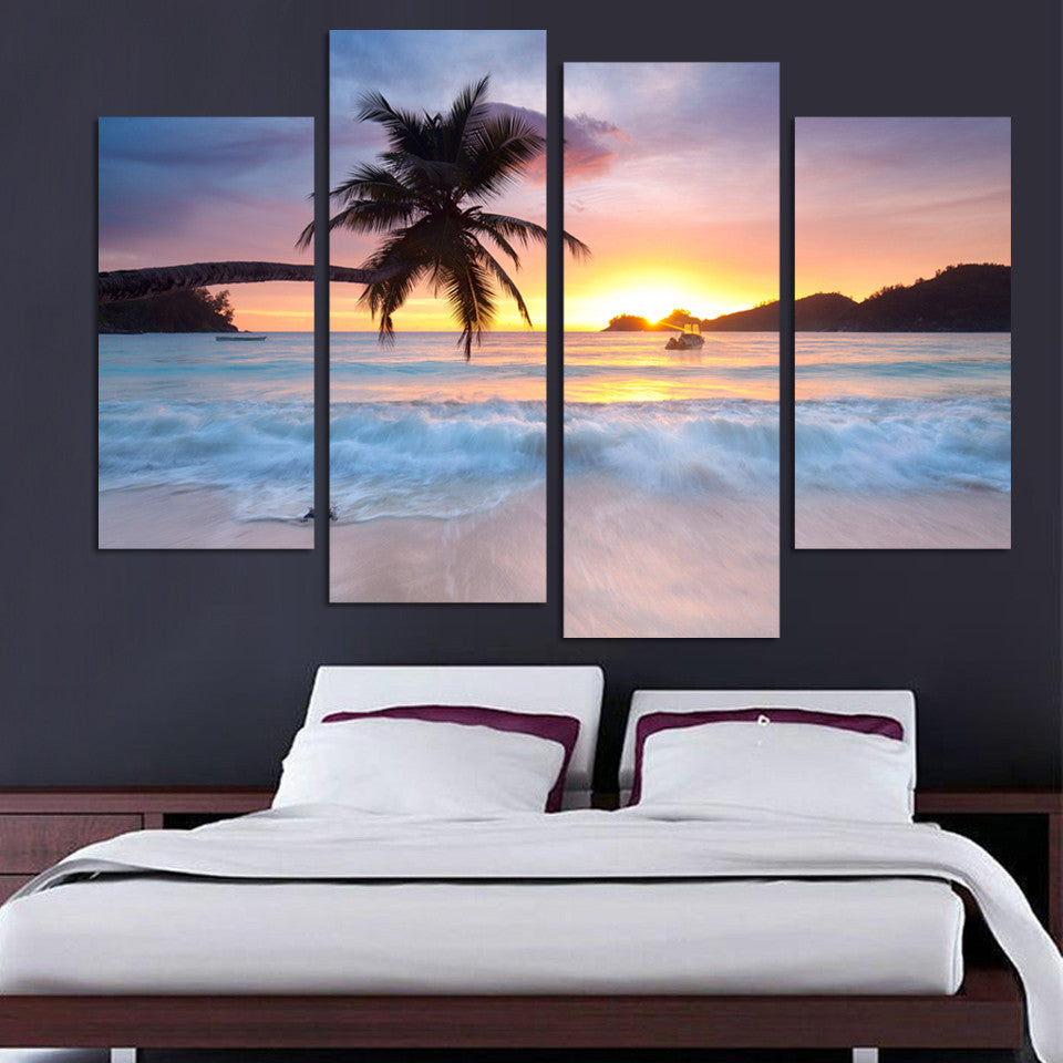 Ocean sea palm 4 Pcs Wall Canvas -  - TheLedHeroes