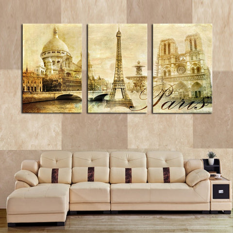 Paris monuments 3 Pcs Wall Canvas -  - TheLedHeroes