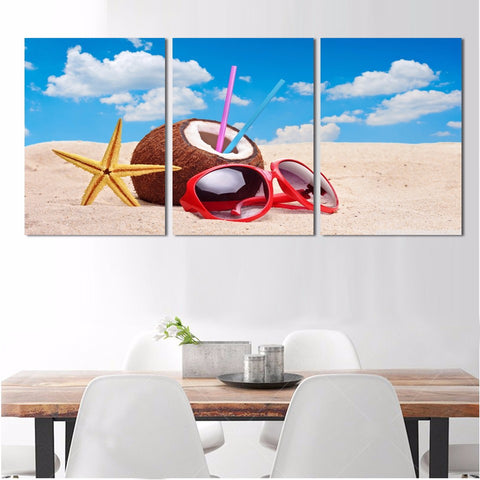 Summer beach 3 Pcs Wall Canvas -  - TheLedHeroes