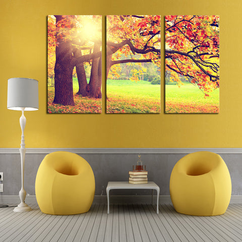 Trees Yellow 3 Pcs Wall Canvas -  - TheLedHeroes