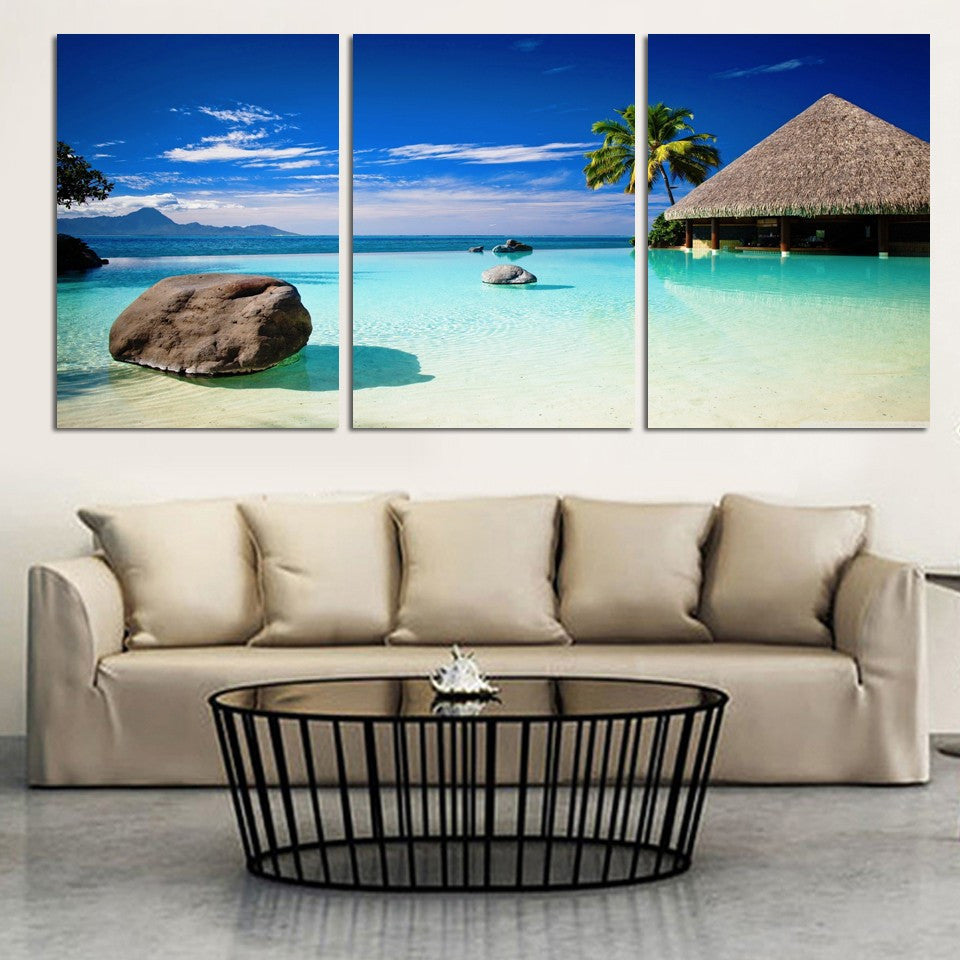 Paradise landscape 3 Pcs Wall Canvas -  - TheLedHeroes