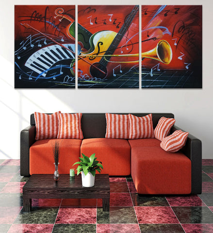 Notes and musical instruments 3 Pcs Wall Canvas -  - TheLedHeroes