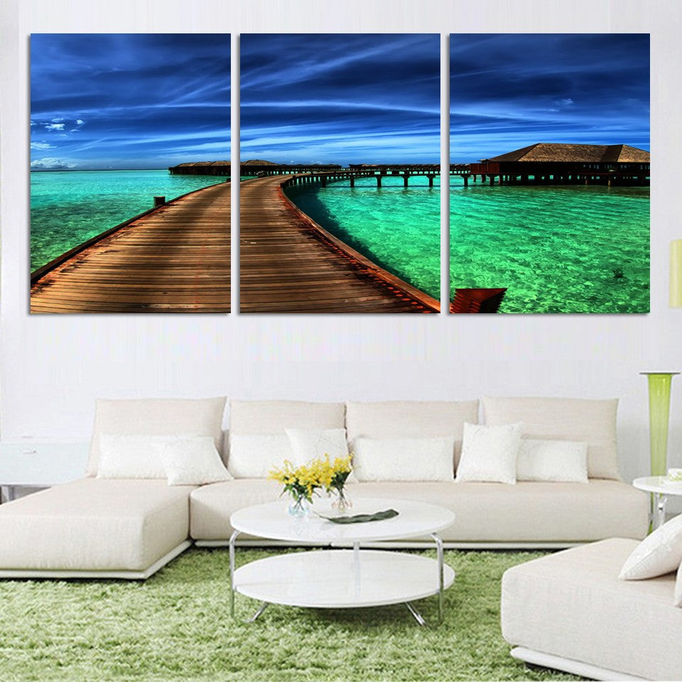 Sea bridge 3 Pcs Wall Canvas -  - TheLedHeroes