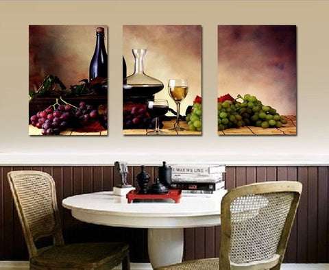 Wine fruit 3 Pcs Wall Canvas -  - TheLedHeroes
