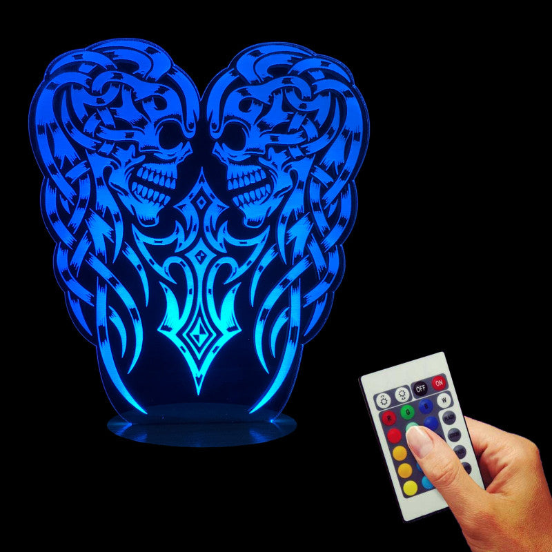 Evil Double Skull 3D LED LAMP -  - TheLedHeroes