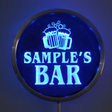 BAR Cheers Beer Name Personalized Round Custom LED Sign - Blue - TheLedHeroes