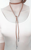 Terciopelo Leather Choker Necklace - coffee silver - TheLedHeroes