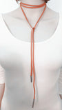 Terciopelo Leather Choker Necklace - Orange silver - TheLedHeroes