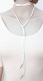Terciopelo Leather Choker Necklace - white silver - TheLedHeroes