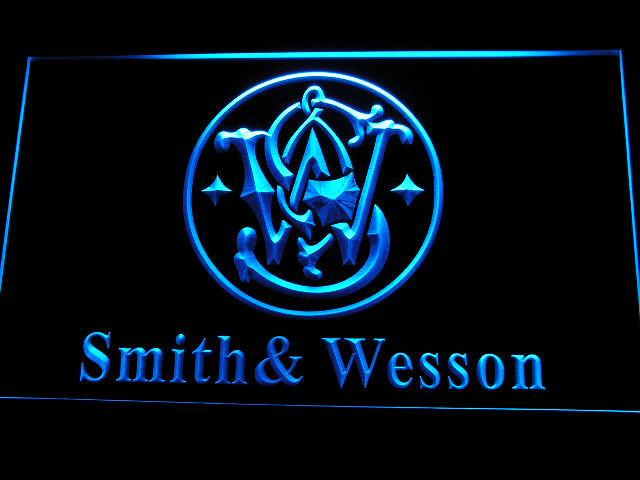 Smith Wesson Gun Firearms LED Neon Sign Electrical - Blue - TheLedHeroes