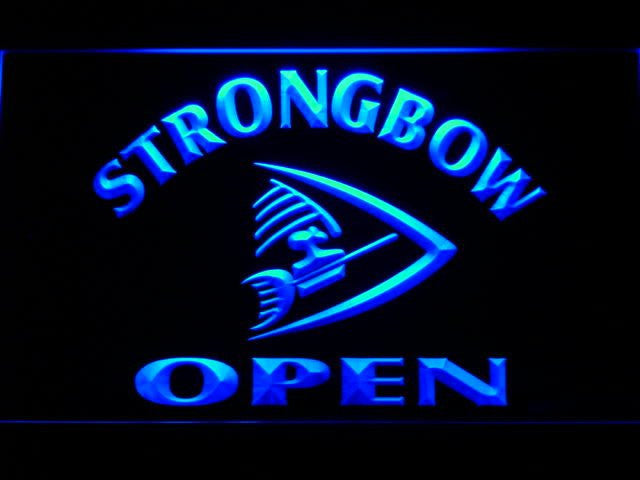 StrongBow Beer OPEN Bar LED Sign - Blue - TheLedHeroes