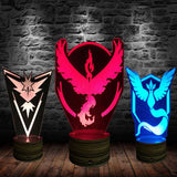 Pokemon Go Collection Team Mystic/Team Valor/Team Instinct 3D LED LAMP -  - TheLedHeroes